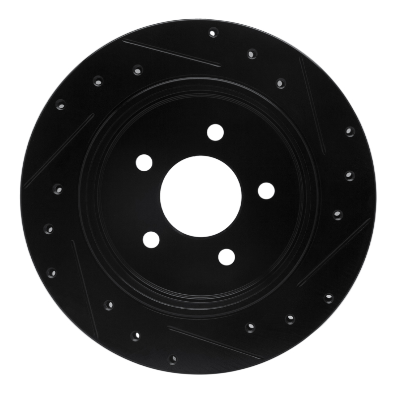 Ford Crown Victoria Brake Rotor (1) - Rear Left - R1 Concepts - Drilled & Slotted - Black - `03-`11